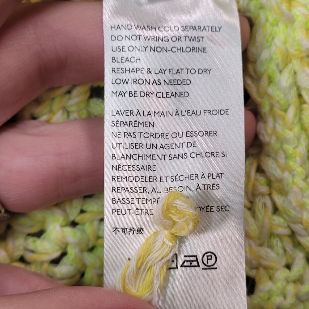 Anthropologie Serenity Cardigan Womens M/L Chartreuse Yellow Open Knit Spring - Picture 8 of 16